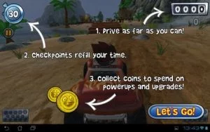Abbildung 10: Das Spiel ist recht schnell erklärt: möglichst schnell fahren und möglichst viel Geld einsammeln.