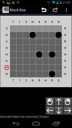 Abbildung 12: Beim Spiel Black Box muss der Spieler herausfinden, wo sich die fünf Bälle befinden.