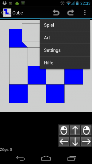 Abbildung 13: Bei Cube geht es darum, die blaue Farbe der Felder aufzunehmen, damit am Ende alle Seiten des Würfels blau sind.