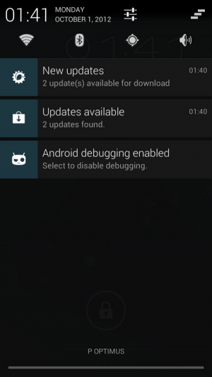 Der Updater zeigt ein neues ROM über die Benachrichtungen an.