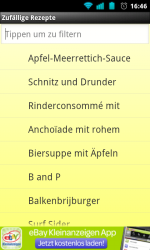 Abbildung 4: Lassen Sie doch einmal den Zufall auswählen, was es zu Essen gibt.