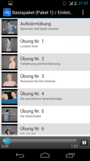 Abbildung 2: Die ersten Übungen des Basispakets beschäftigen sich mit der korrekten Haltung und Atmung.