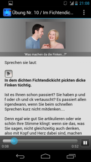 Abbildung 3: In den Ausspracheübungen geht es meistens darum, einen Zungenbrecher richtig zu lernen.