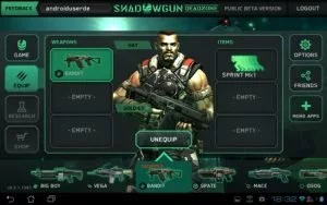 Hier wählen Sie Ihren Helden aus und rüsten Ihn mit Waffen auf.