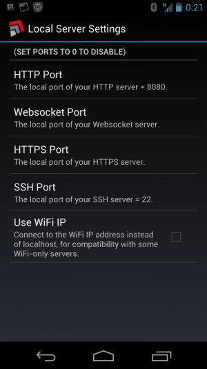 Abbildung 7: Bestimmen Sie über die Server Settings welche Ports weitergeleitet werden sollen.