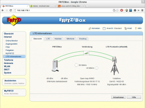 Abbildung 1: Das Web-Frontend der FRITZ!Box wurde um LTE-Informationen ergänzt.