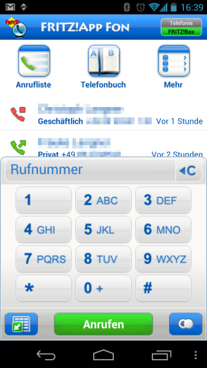 Abbildung 3: Mit FRITZ!App Fon integriert sich Ihr Android-Handy in die FRITZ!Box.