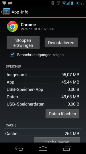 Abbildung 10: Ein längerer Fingerzeig auf einen der Einträge öffnet direkt die App-Infos.