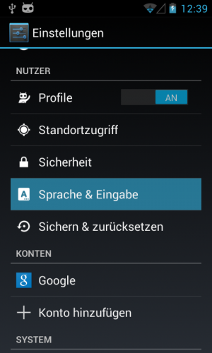 Öffnen Sie die Sprach- und Eingabeeinstellungen.