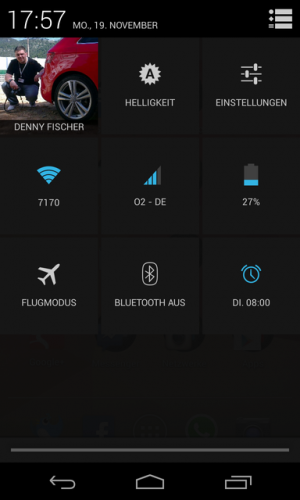 Abbildung 1: Die Schnelleinstellungen gehören zu den sichtbaren Neuerungen von Android 4.2.