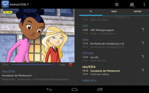 Abbildung 6: TV-Programm und den laufenden Film im Überblick bei der App Android DVB-T.