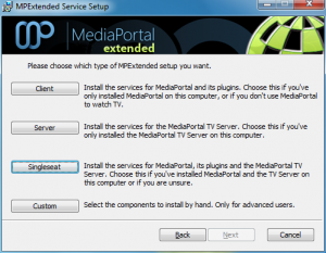 Abbildung 4: Beim Setup des MPExtended wählen Sie die Variante Singleseat.