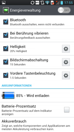 Abbildung 4: Durch die Energieverwaltung lässt sich die Akkulaufzeit noch zusätzlich verlängern.