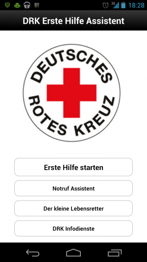 Abbildung 1: Die Übersichtsseite des Erste Hilfe Assistenten des DRK.