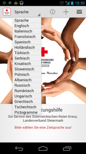 Abbildung 4: Hier wählen Sie zwischen 16 Sprachen aus und können anschließend den Übersetzer starten.