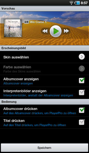 Abbildung 12: PlayerPro bietet fünf Widget-Größen zur Bedienung vom Android-Desktop aus an.