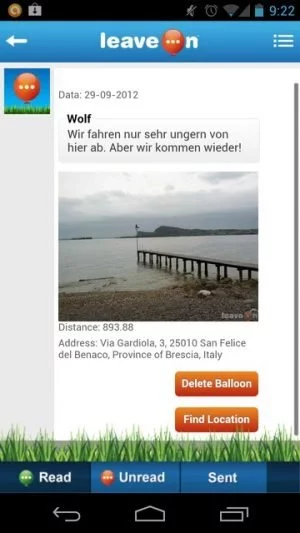 Abbildung 2: Die Nachrichten lassen sich mit einem Foto versehen und als gelesen kennzeichnen.