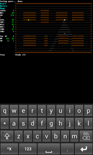 Abbildung 2: Angband ist ein textbasiertes Rollenspiel. Ja, auch das gibt es noch heutzutage.