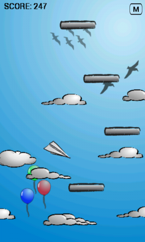 Abbildung 13: Bei Impossible Walls müssen Sie Ihren Papierflieger so lange wie möglich in der Luft halten.