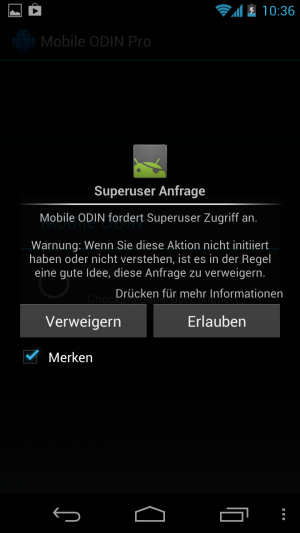 Abbildung 3: Jede App, die mit den Rechten des Superusers arbeiten will, muss um Erlaubnis bitten.