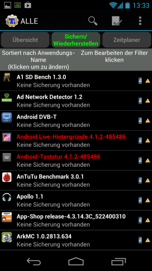 Abbildung 4: Mit Titanium Backup erstellen Sie komplette Sicherungen von Apps und sämtlichen Daten.