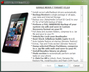Abbildung 5: Das Nexus 7 Toolkit bringt alles für das Rooten des Tablets mit.