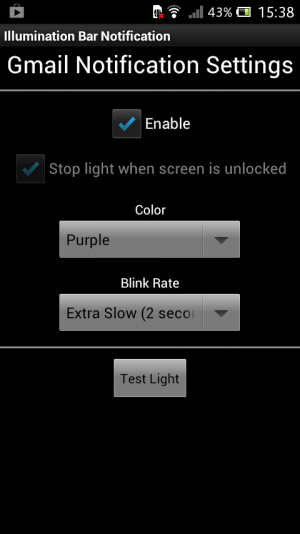 Abbildung 3: Mit der App Illumination Bar Notification nutzen Sie die Möglichkeiten der LED optimal.