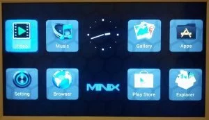 Abbildung 4: Die Media-Center-Oberfläche des Minix-Sticks.