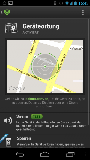 Abbildung 3: Die Geräteortung hilft Ihnen Ihr Handy bei Verlust wiederzufinden.