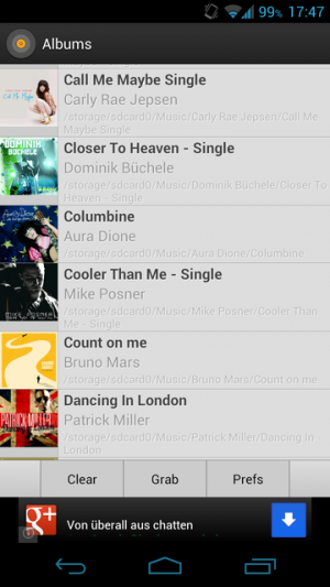 Abbildung 4: Das minimalistische Design der Album Art Grabber Android App ist funktional und schön zugleich.