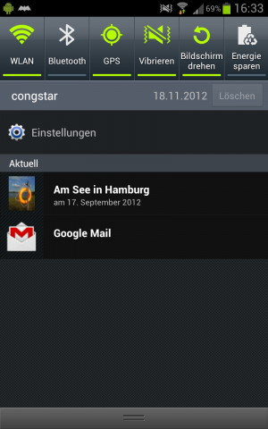 Abbildung 6: Batification ist gleichsam App-Starter und Foto-Notiz für die Benachrichtigungsleiste.