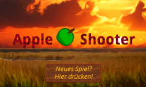 Abbildung 1: Das Startbild unseres selbst entworfenen Spiels Apple Shooter.