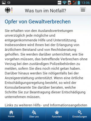 Auch bei Notfällen hat die App Tipps parat.