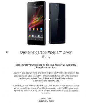 Sony informiert...