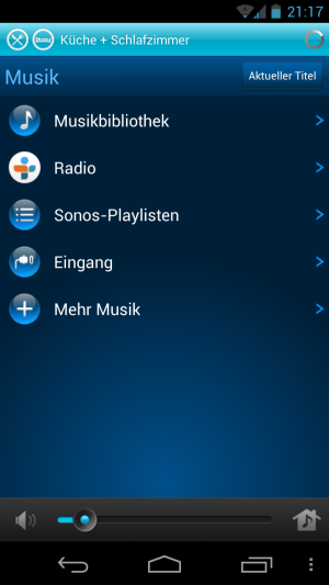 Abbildung 3: Neben der im Netzwerk gespeicherten Musik lassen sich auch Anbieter wie rdio oder Spotify nutzen.