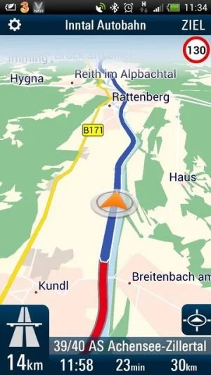 Abbildung 5: Die Kartendarstellung ist sehr reduziert, alles wichtige ist aber mit dabei.