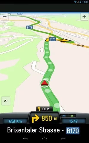 Abbildung 19: Die Darstellung von CoPilot Live ist sehr schlicht und zeigt die Grundfunktionen übersichtlich an.