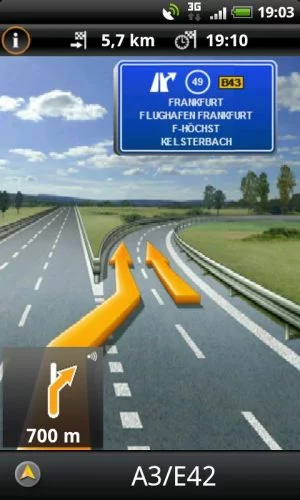 Abbildung 1: Die schöne Darstellung bei Verlassen einer Autobahn in Navigon.