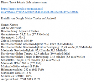 Abbildung 4: Auf dem Mailweg wird der Empfänger über zahlreiche Details der Fahrt informiert.