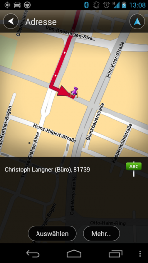 Abbildung 4: Vor Start der Navigation zeigt Ihnen TomTom den Kartenauschnitt des Ziels.