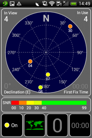Auf einer Karte zeigt die App die Positionen der Satelliten an.