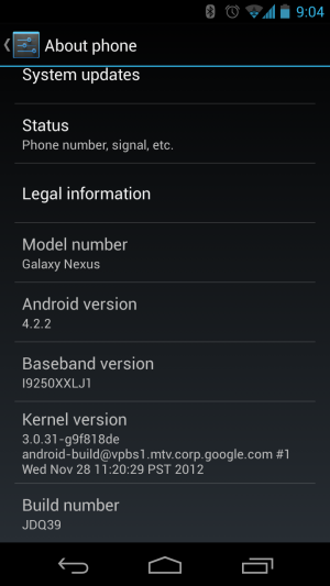 Android 4.2.2 auf einem Samsung Galaxy Nexus.