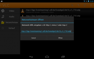 Die URLs können Sie auch im VLC Player manuell eingeben.