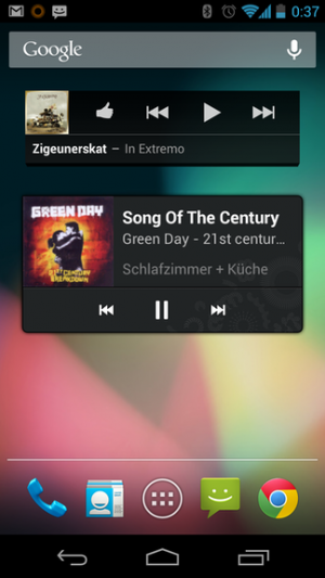 Das neue Sonos-Widget auf dem Homescreen.