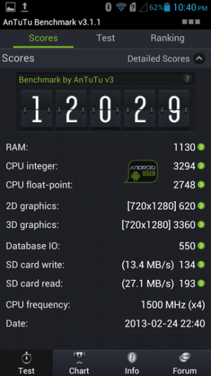 Mit etwas mehr als 12000 Punkten beim AnTuTu-Benchmark gehört das Ascend P2 zu den sehr schnellen Mittelklasse-Smartphones.