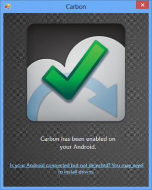 Abbildung 3: Das Carbon-Desktop-Tool müssen Sie nach jedem Neustart des Handys erneut ausführen.