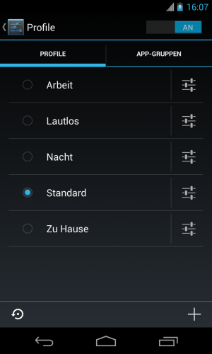 Abbildung 2: Mit den vorkonfigurierbaren Profilen nimmt Ihnen CyanogenMod eine Menge lästige Arbeit ab.