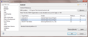Abbildung 3: Die Konfiguration ds ADT Plugins in Eclipse.