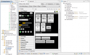 Abbildung 6: Der Graphical Layout Designer des ADT Plugin in Eclipse hilft beim Planen der grafischen Oberfläche.