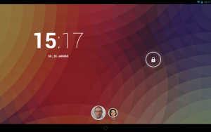 Abbildung 7: Auf dem Sperrbildschirm werden Widgets angezeigt und man kann den Benutzer wechseln.